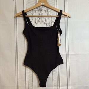 SKIMS sold n/a Fits Everybody Square Neck Thong Bodysuit Onyx Black Size